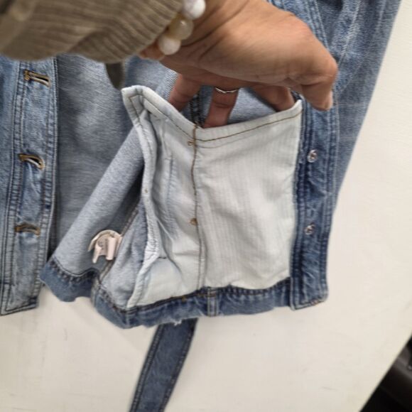 Free People Denim Jean Beltted Jacket Button Down Women's Size Xsmall - Picture 6 of 11
